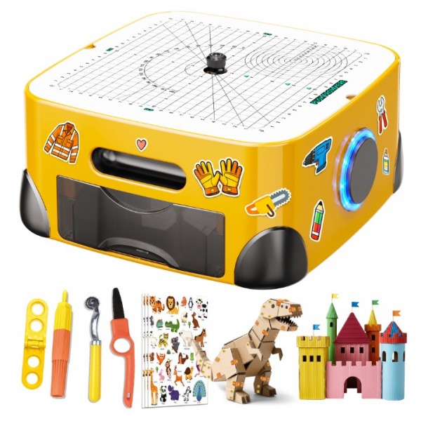 Resosese Cardboard Cutter for Kids, 160+ Pcs Kid Safe Electric Cardboard Cutting Tool Set, DIY Craft Building Tool with Overheat Protection, STEM STEAM Building Toy for Boys and Girls Ages 6+