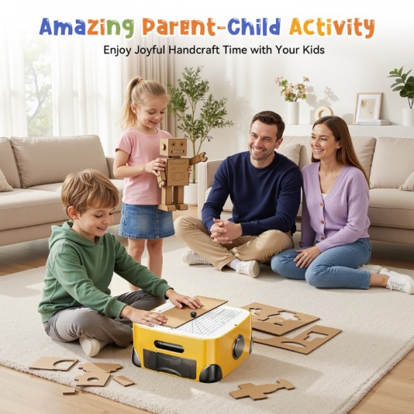 Resosese Cardboard Cutter for Kids, 160+ Pcs Kid Safe Electric Cardboard Cutting Tool Set, DIY Craft Building Tool with Overheat Protection, STEM STEAM Building Toy for Boys and Girls Ages 6+
