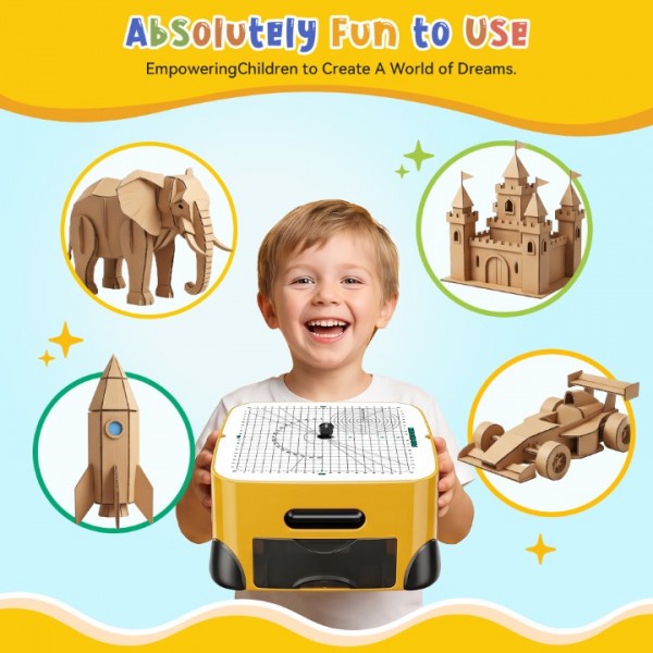 Resosese Cardboard Cutter for Kids, 160+ Pcs Kid Safe Electric Cardboard Cutting Tool Set, DIY Craft Building Tool with Overheat Protection, STEM STEAM Building Toy for Boys and Girls Ages 6+