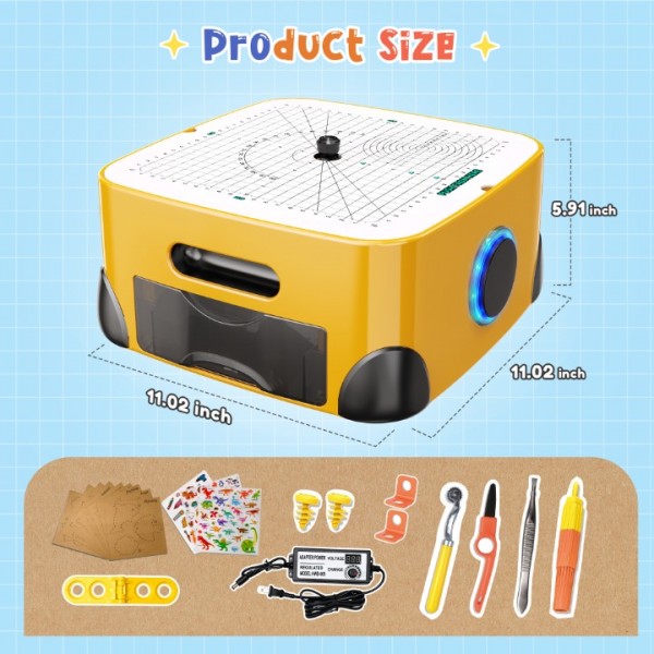 Resosese Cardboard Cutter for Kids, 160+ Pcs Kid Safe Electric Cardboard Cutting Tool Set, DIY Craft Building Tool with Overheat Protection, STEM STEAM Building Toy for Boys and Girls Ages 6+